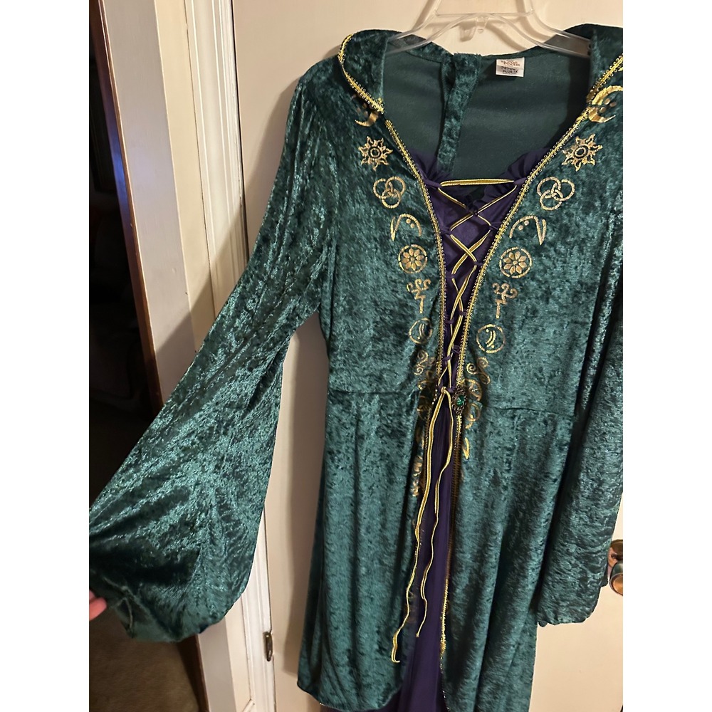 Disney Hocus Pocus Winifred Sanderson Costume Green Velvet Dress Plus 1X Spirit - Picture 7 of 14